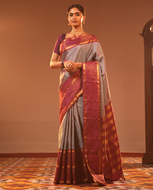 Grey-Magenta Vasundhara Silk Saree