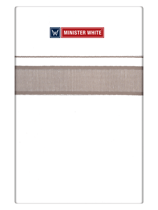 Men's Cotton White Double Layered Dhoti with Light Brown Fancy Kara - Malabar Star