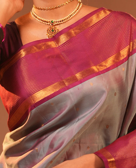 Grey-Magenta Vasundhara Silk Saree