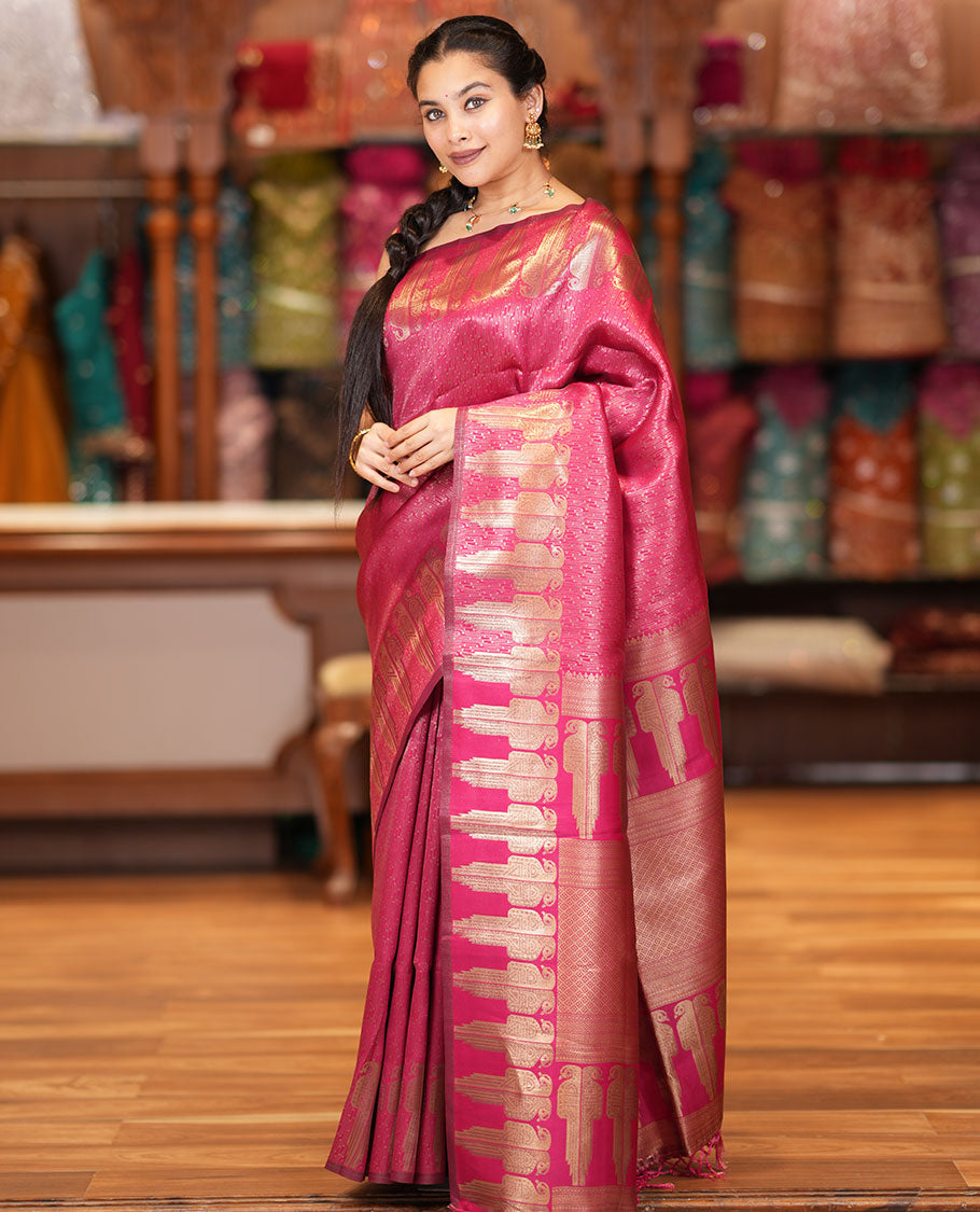 Rani Pink Jacquard Litchi Saree