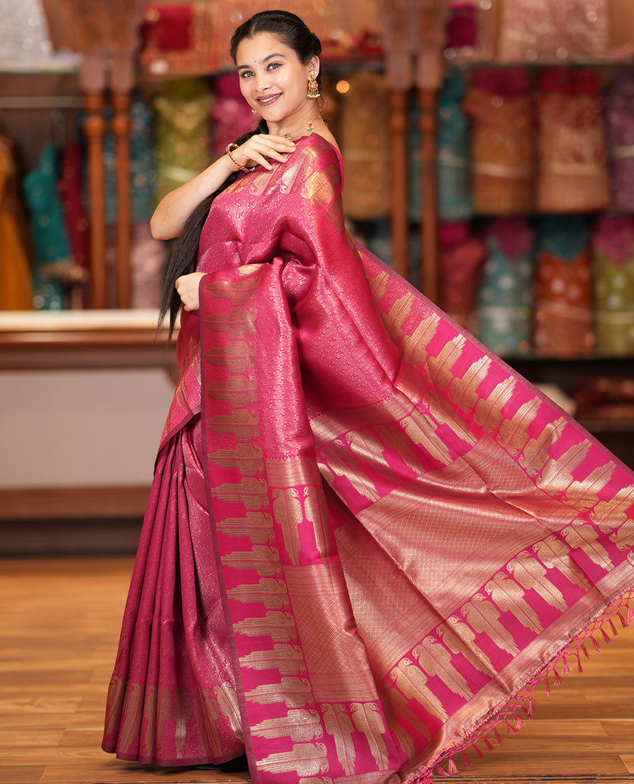 Rani Pink Jacquard Litchi Saree