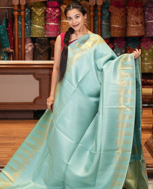 Sky Blue Jacquard Litchi Saree
