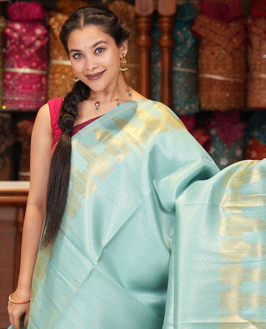 Sky Blue Jacquard Litchi Saree