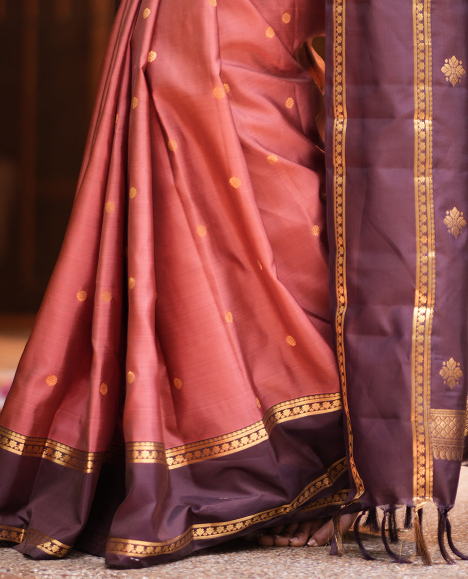 Rust Brown Vasundhara Lite Silk Mix Saree