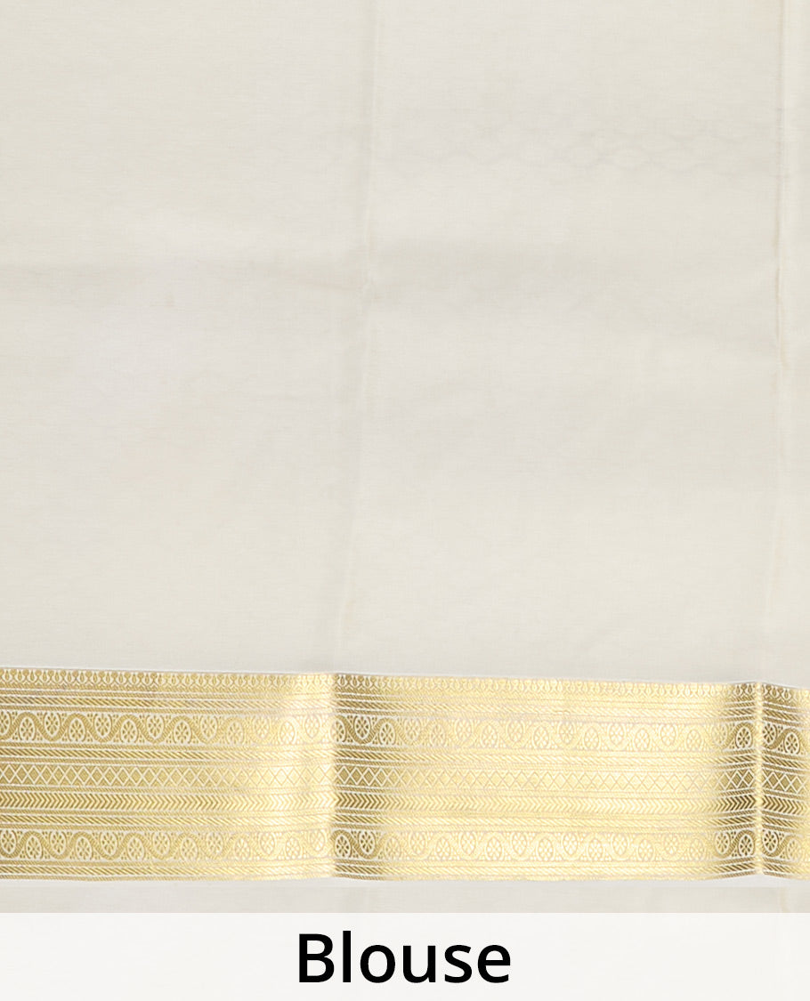 Maroon hashtag-shape zari buttas woven Mysore silk saree, contrast traditional zari design border & zari-rich jaal pallu