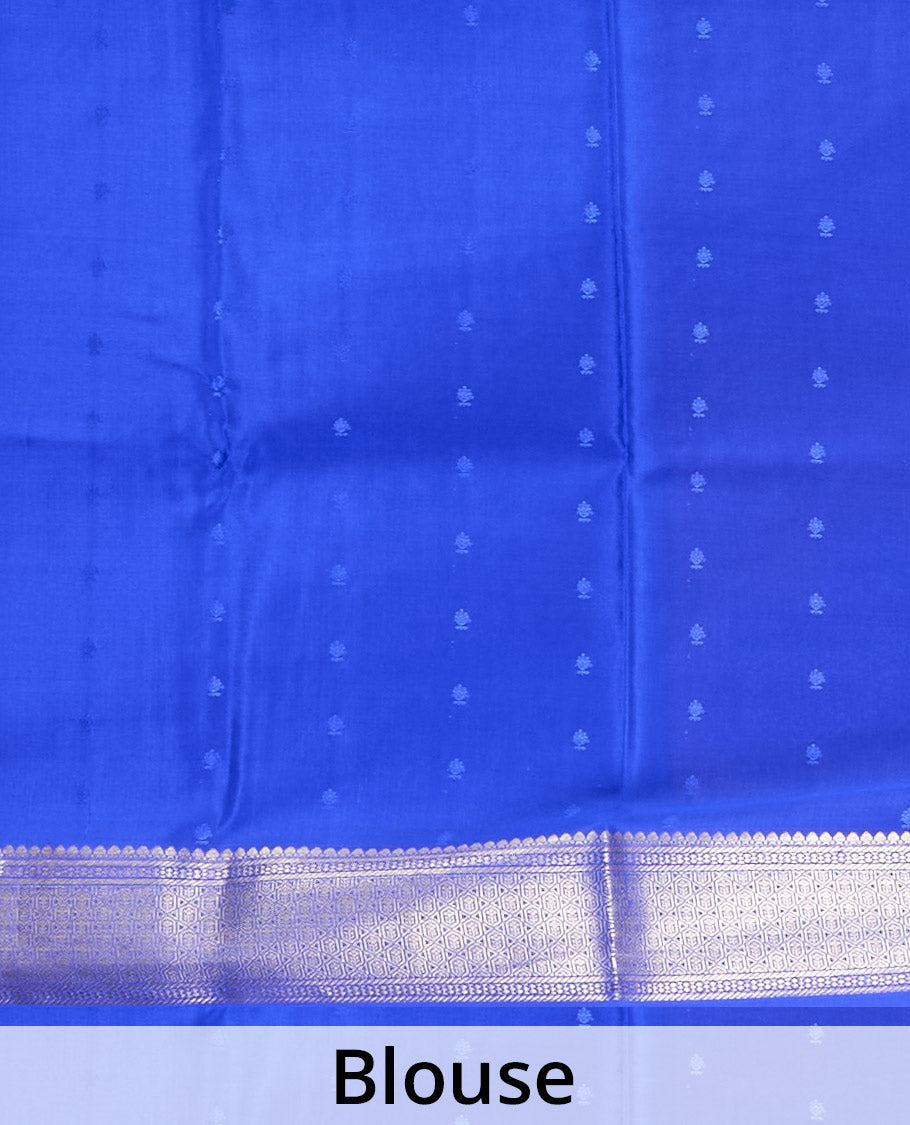 Orchid pink zari buttas Mysore silk saree, contrast traditional design zari border & zari-rich pallu jaal & corner manga motif
