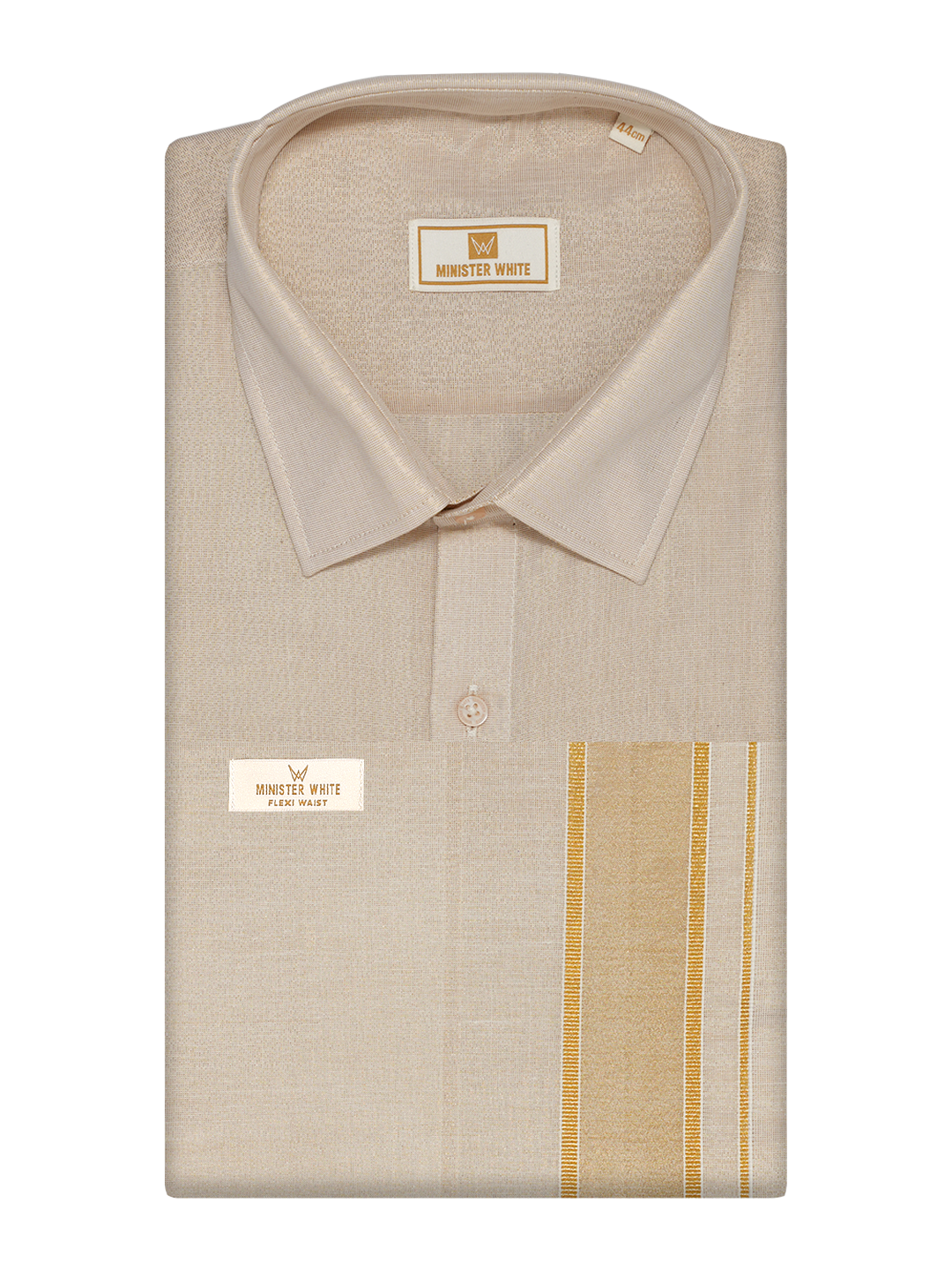 Men's Tissue Gold Color Flexi Dhoti Shirt Wedding Combo Maverick Flexi