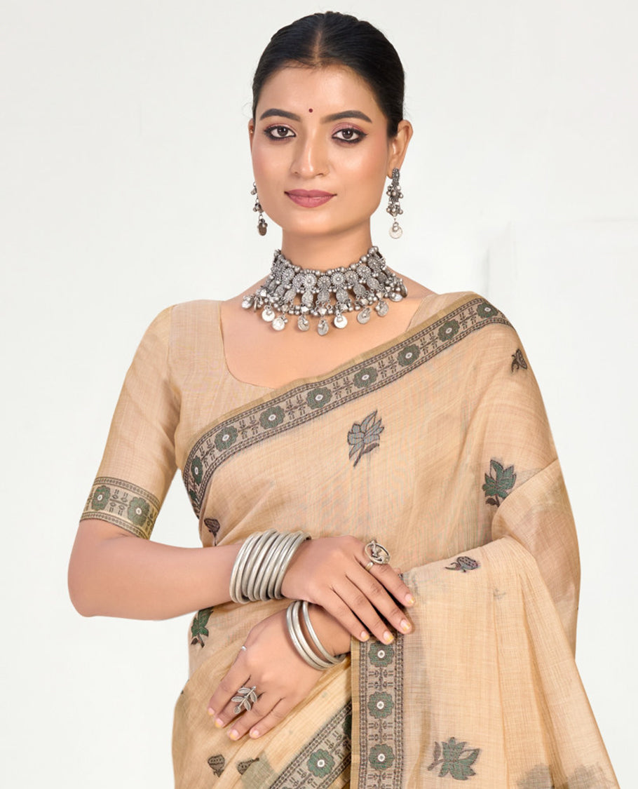 Sandal Linen Cotton Designer Catalog Saree