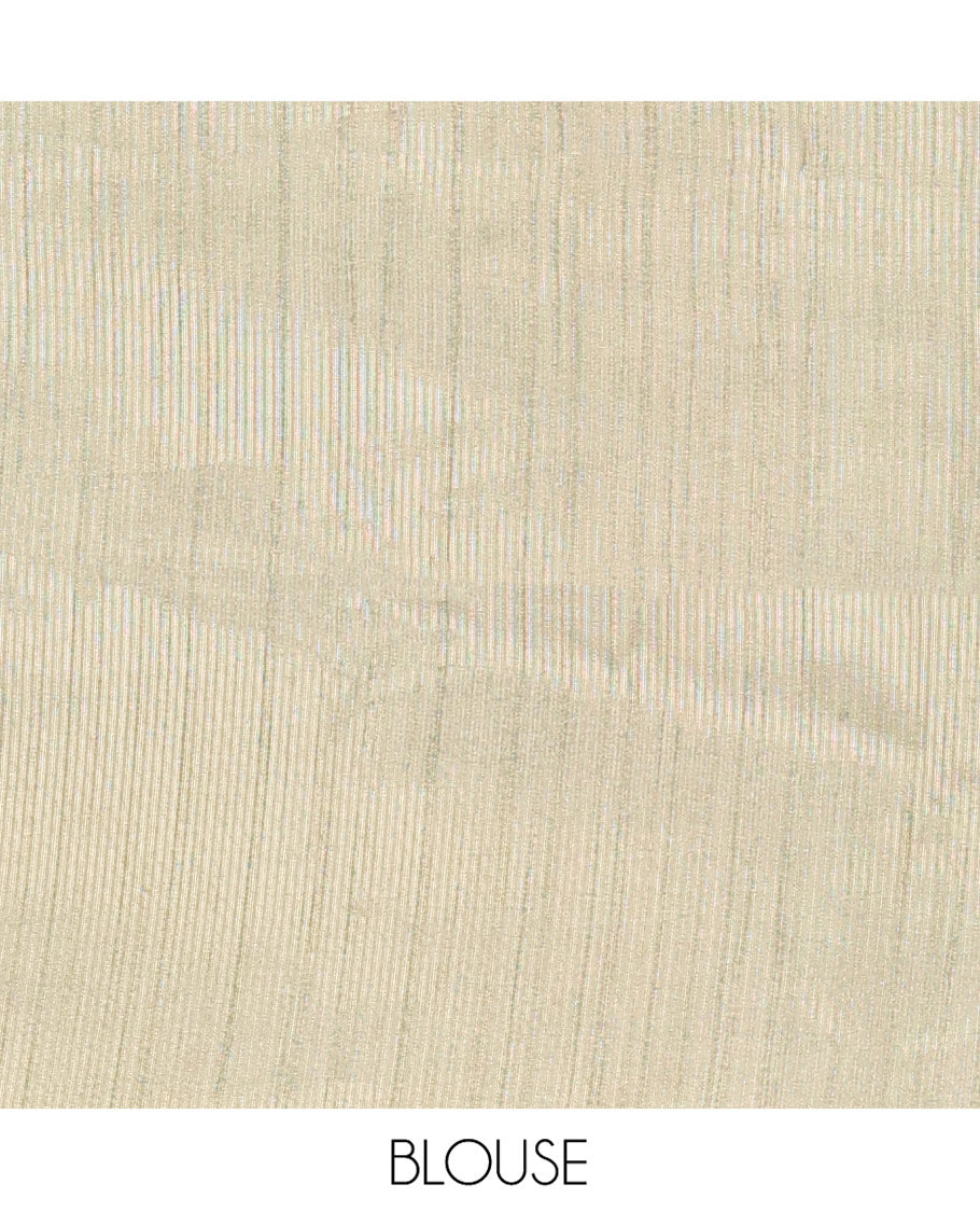 Pista Green Striped Semi-Tussar Silk Saree, Adorned with Vertical Zari Stripes on Its Body, Subtle Zari Border, a Subtle Pallu, and Paired with a Contrast Striped Blouse