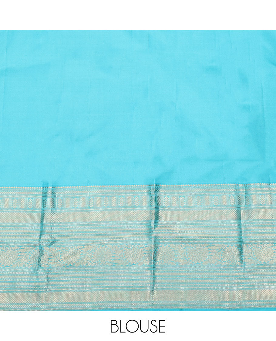 Brown Vasundhara Silk Saree, Spotlighted with Zari Buttas All Over Its Body, Complemented by a Contrast Border of Kodi Visiry Designs, a Grand Pallu, and Paired with a Contrast Blouse