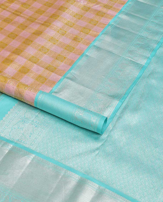 multi-color floral, annam design kancheepuram silk saree with contrast border of thilakam mokku, banaras, muthu, mayil design & zari design pallu