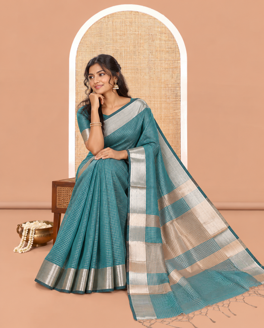 Sea Green Kota Cotton Saree