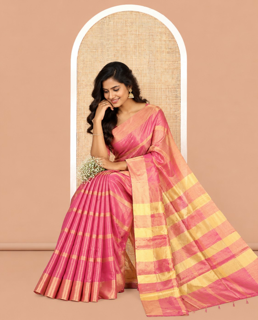 Purple Tissue Cotton Saree