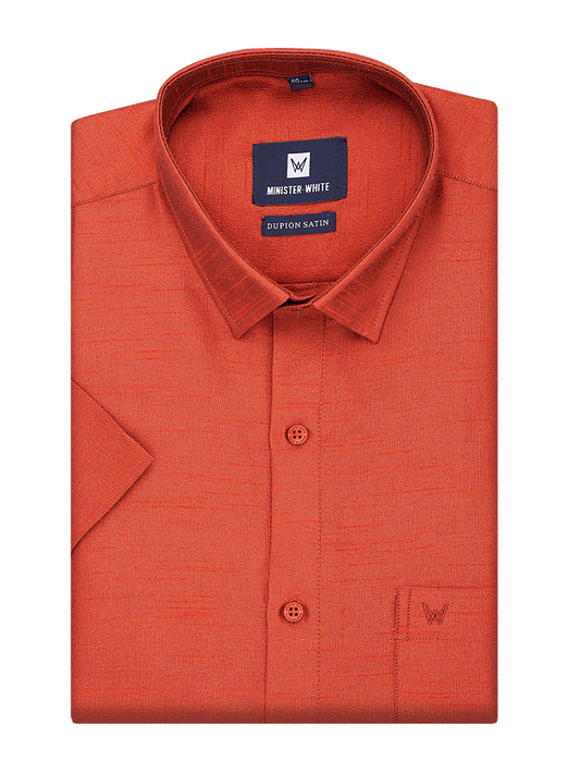 Mens Dupion Satin Regular Fit Brick Red Colour Shirt
