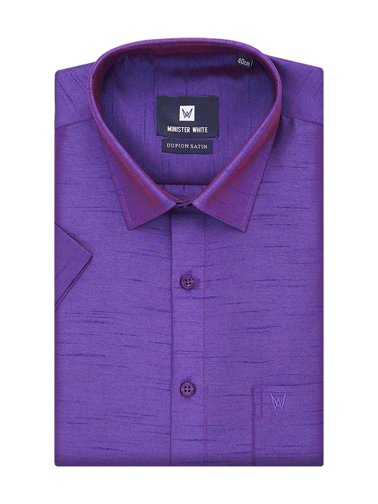 Mens Dupion Satin Regular Fit Dark Violet Shirt