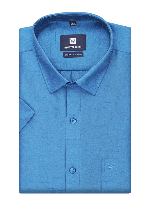 Mens Dupion Satin Regular Fit Blue Colour Shirt