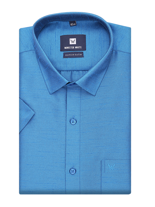 Mens Dupion Satin Regular Fit Royal Blue Colour Shirt