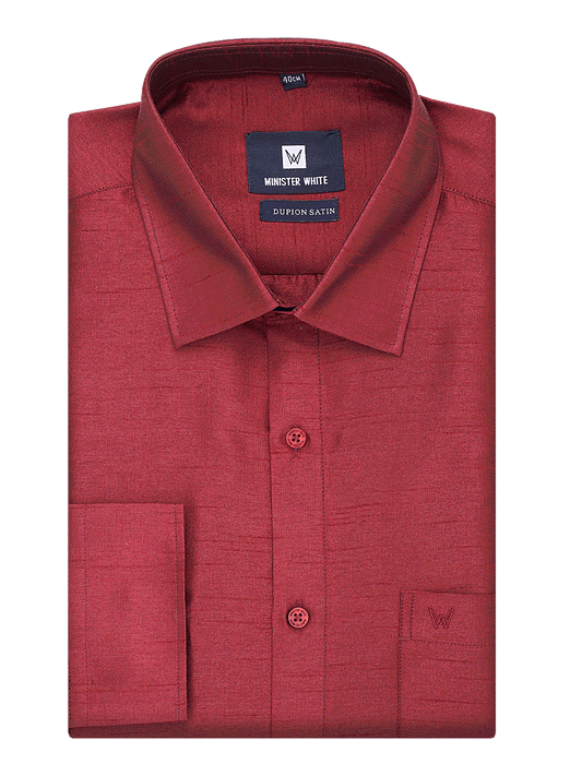 Mens Dupion Satin Regular Fit Maroon Colour Shirt