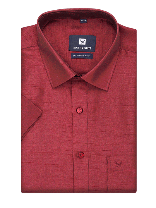 Mens Dupion Satin Regular Fit Maroon Shirt