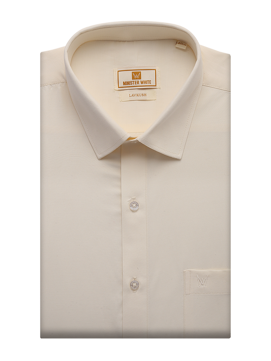 Mens Cotton Regular Fit Cream Colour Shirt Lavkush