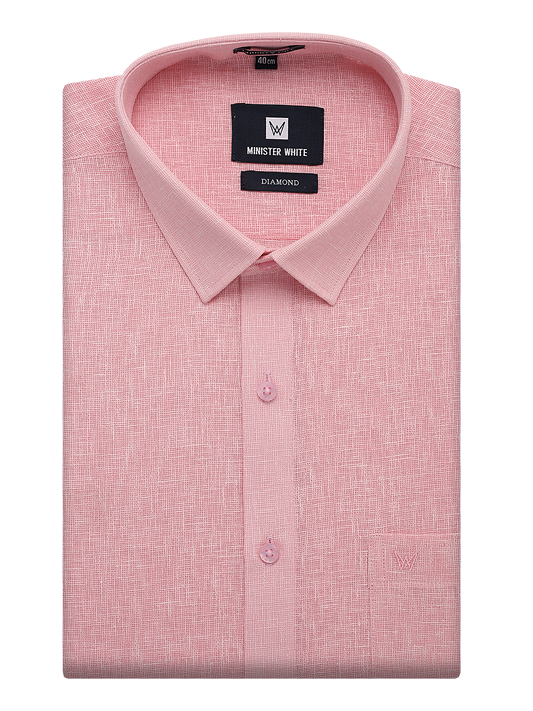 Mens Cotton Pink Colour Regular Fit Shirt Diamond