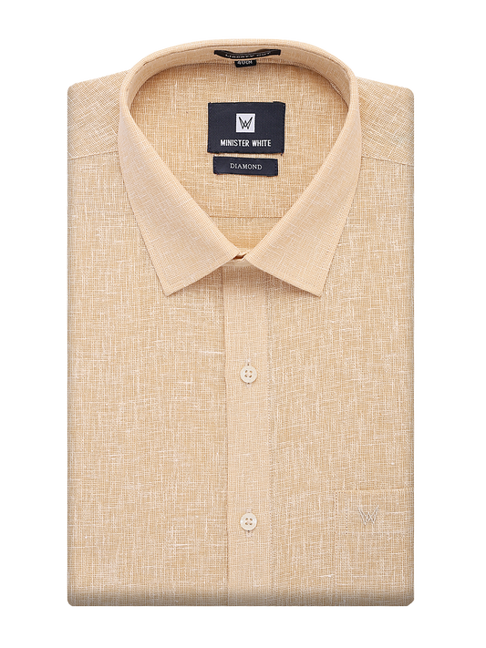 Mens Cotton Sand Colour Regular Fit Shirt Diamond