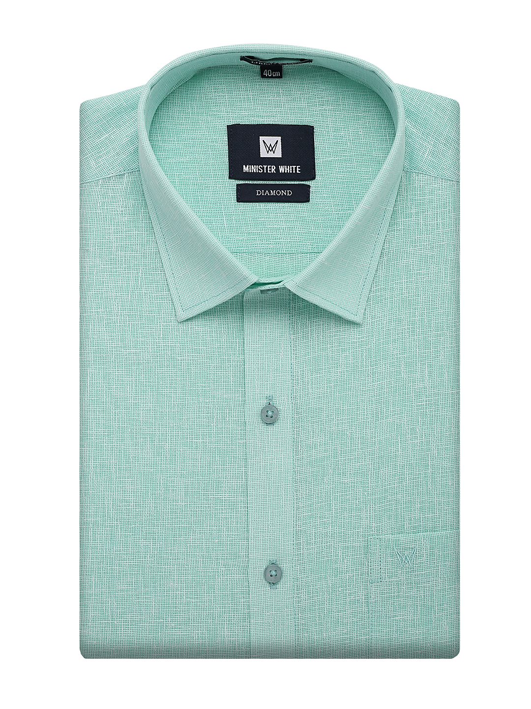 Mens Cotton Mint Colour Regular Fit Shirt Diamond