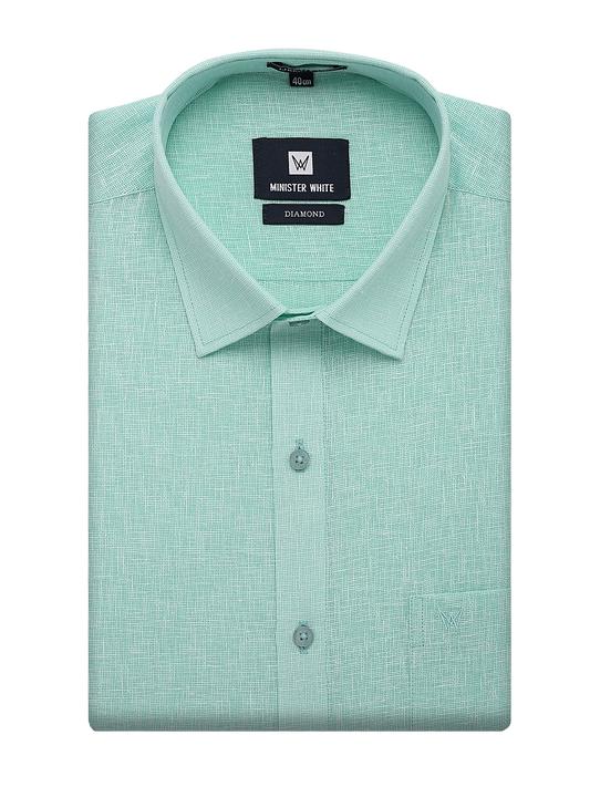 Mens Cotton Mint Colour Regular Fit Shirt Diamond