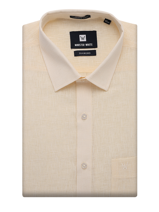 Mens Cotton Cream Colour Regular Fit Shirt Diamond