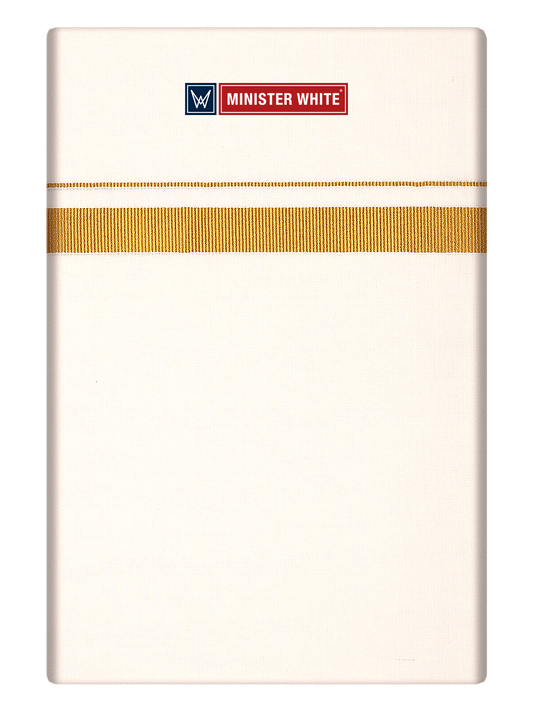 Mens Cotton Cream Single Layered Dhoti with 1" Gold Jari Border - Ever Green