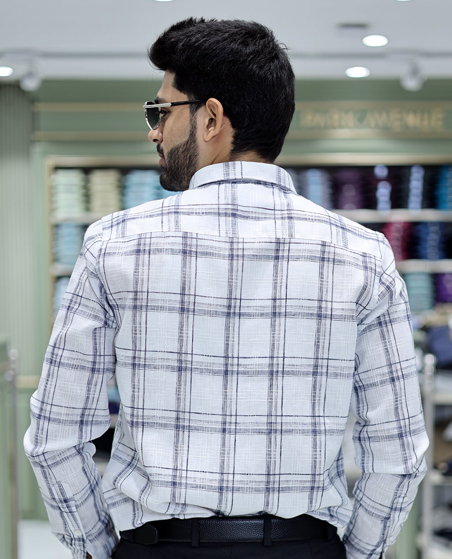 White Checked Cotton Casual Shirt
