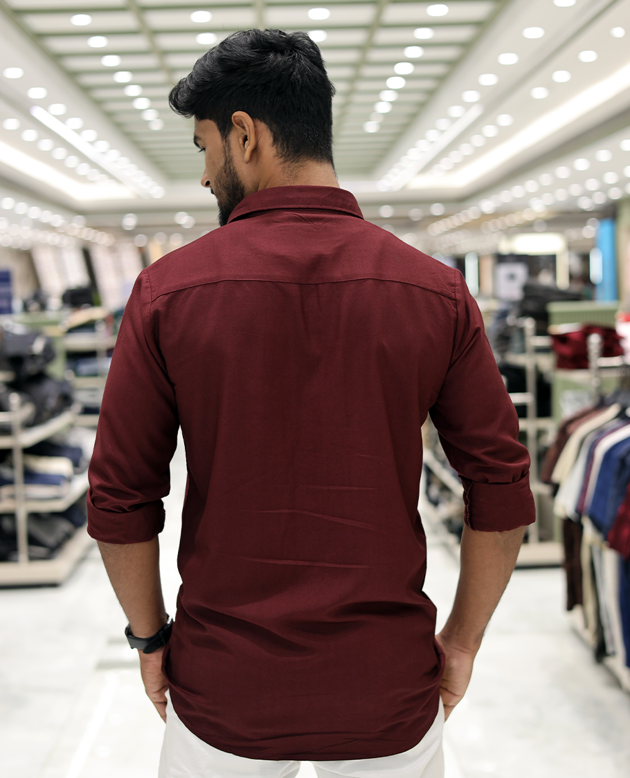 Red Cotton-Blended Party Wear Shirt, Comes with Floral Print, Full Sleeves, a Spread Collar, a Slim Fit, and Regular Length