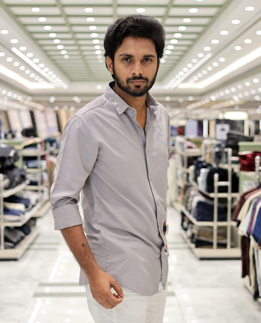 Cream Cotton-Blended Party Wear Shirt, Comes with Floral Print, Full Sleeves, a Spread Collar, a Slim Fit, and Regular Length