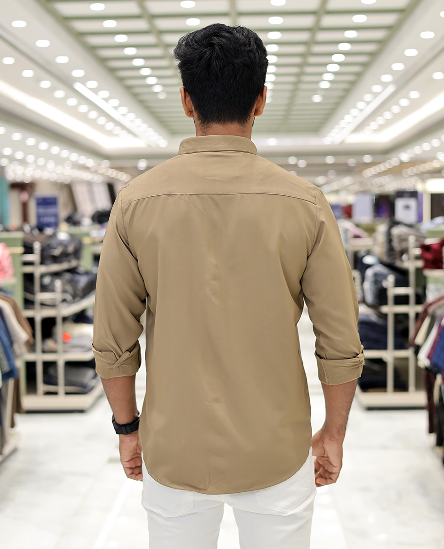 Biscuit Plain Cotton-Blended Casual Shirt, Comes with Full Sleeves, a Spread Collar, a Slim Fit, and Regular Length
