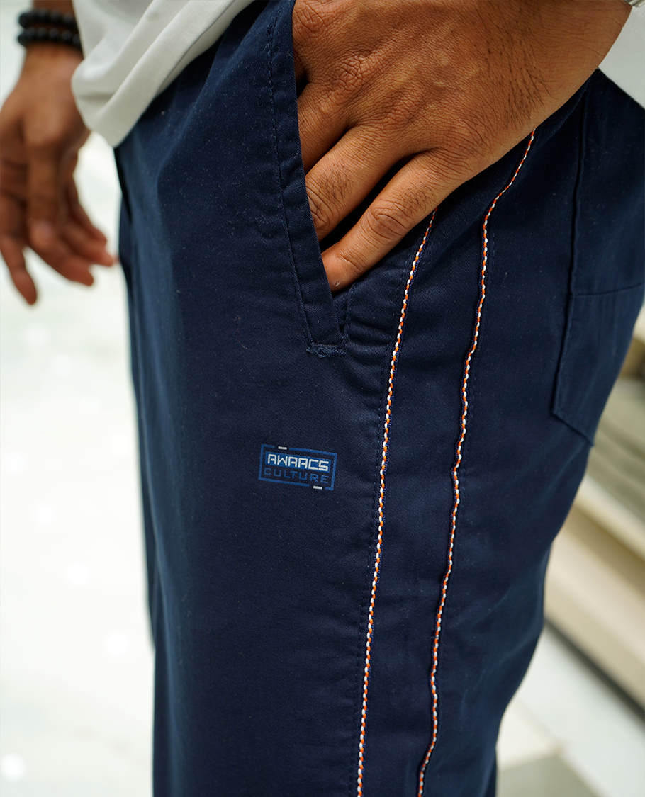 Blue Lycra Traveller Trousers Comes with a Regular Fit and a Regular Length