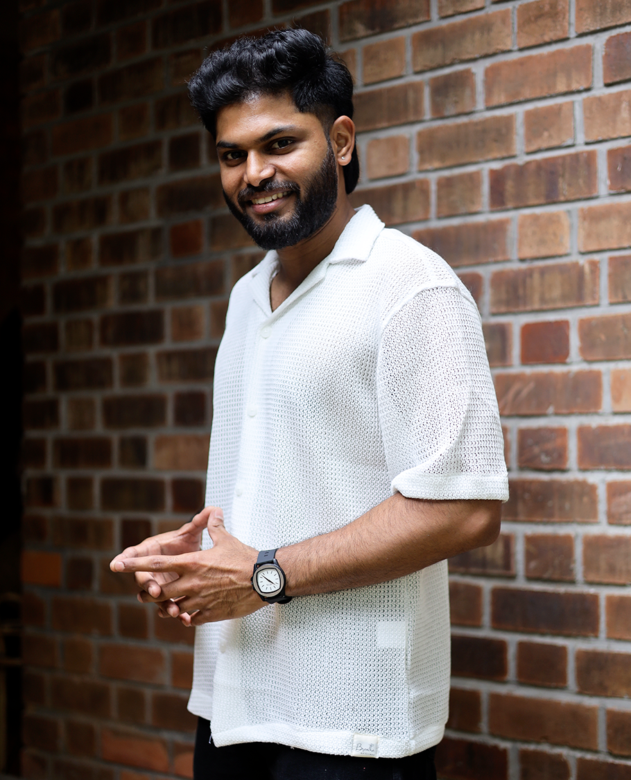 White Cotton-Blended Crochet Casual Shirt Features Half Sleeves, a Regular Fit, a Cuban Collar, and a Regular Length