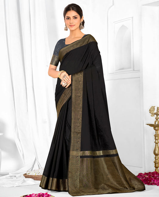 Black Plain Linen Designer Catalog Saree