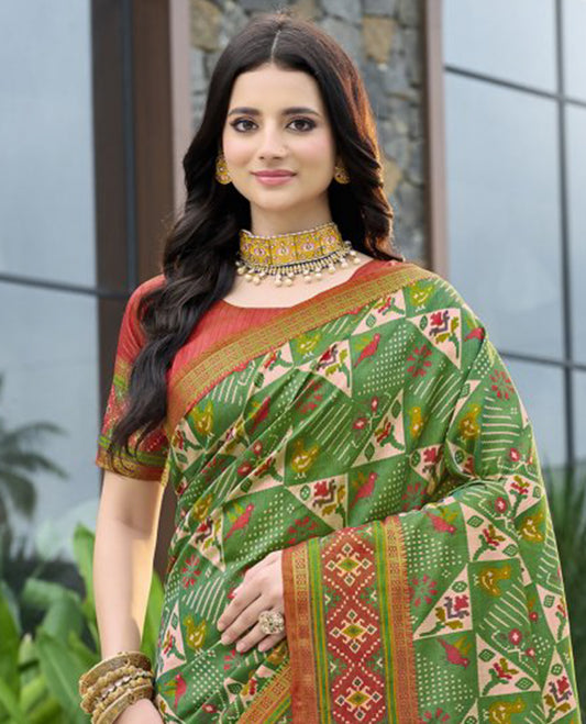 Green Fancy Raw Silk Designer Catalog Saree