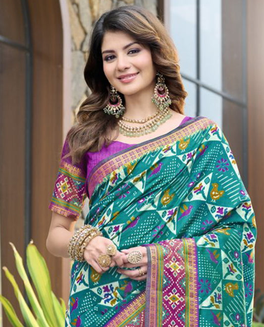 Green Fancy Raw Silk Designer Catalog Saree