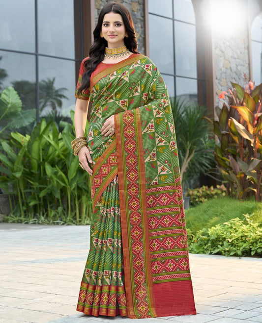 Green Fancy Raw Silk Designer Catalog Saree