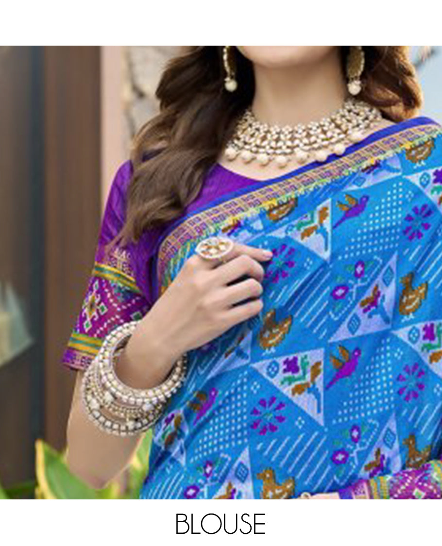 Blue Fancy Raw Silk Designer Catalog Saree