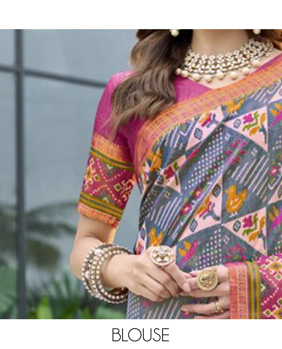 Grey Fancy Raw Silk Designer Catalog Saree