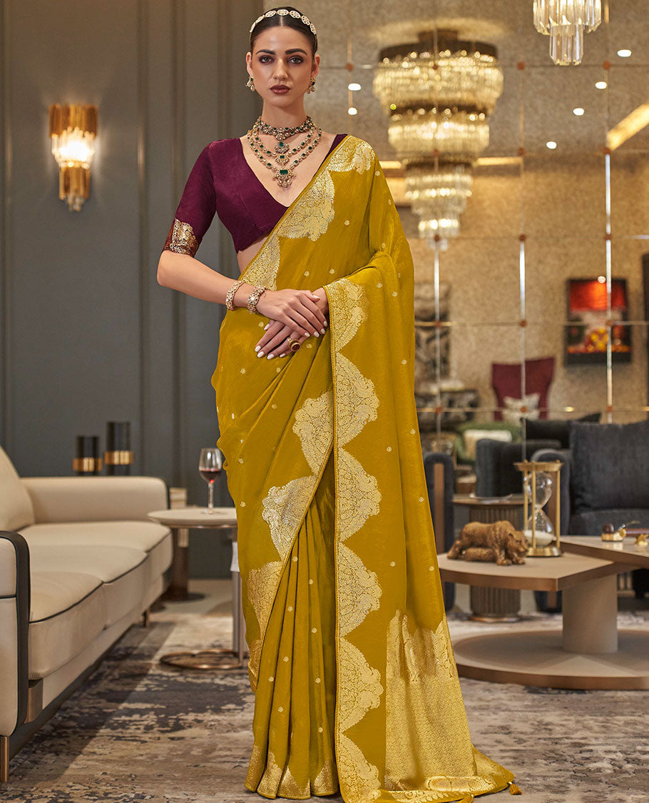 Mustrad buttas designer saree, peacock motifs border, and pallu of peacock and intricate designs