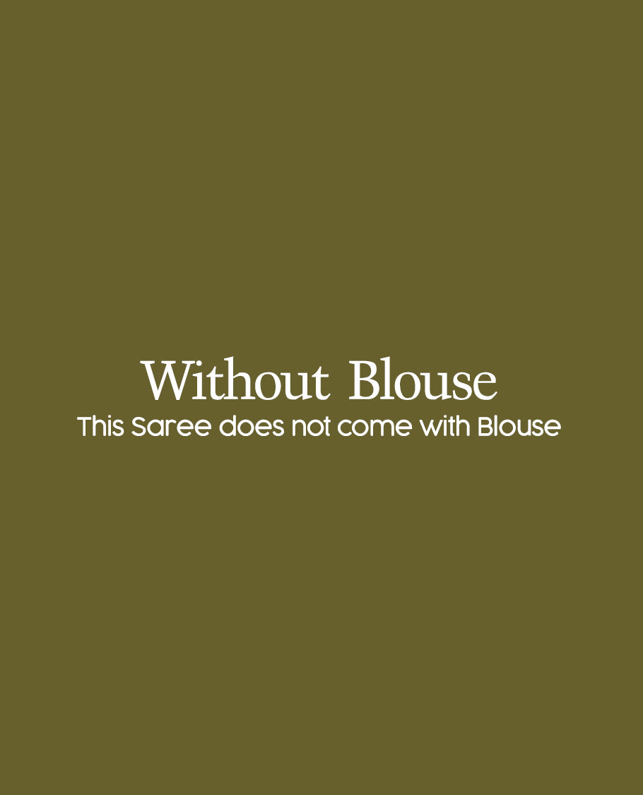 Borderless Olive Green Khadi Cotton Saree
