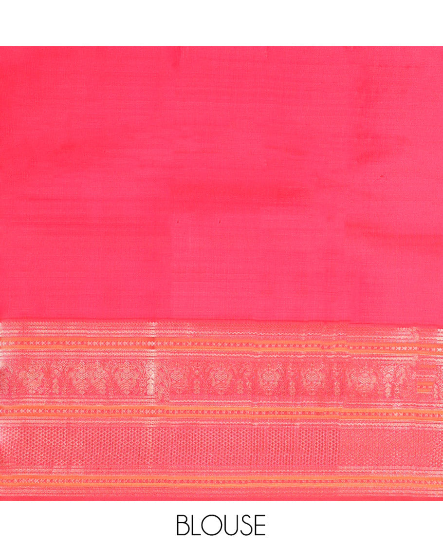 Blue zari checked with annam chakram buttas silk saree, contrast border of thilakam mokku, iruthalai pakshi, and ara maadam designs, and jaal pallu