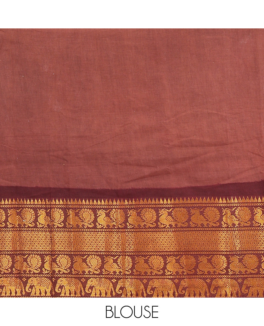 Brown-Maroon Sungudi Cotton Half-Saree