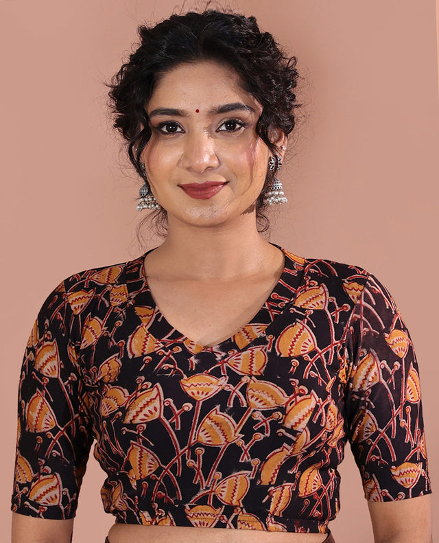 Orange Plain Dupion Silk Saree, Decked Up with Contrast Temple Border