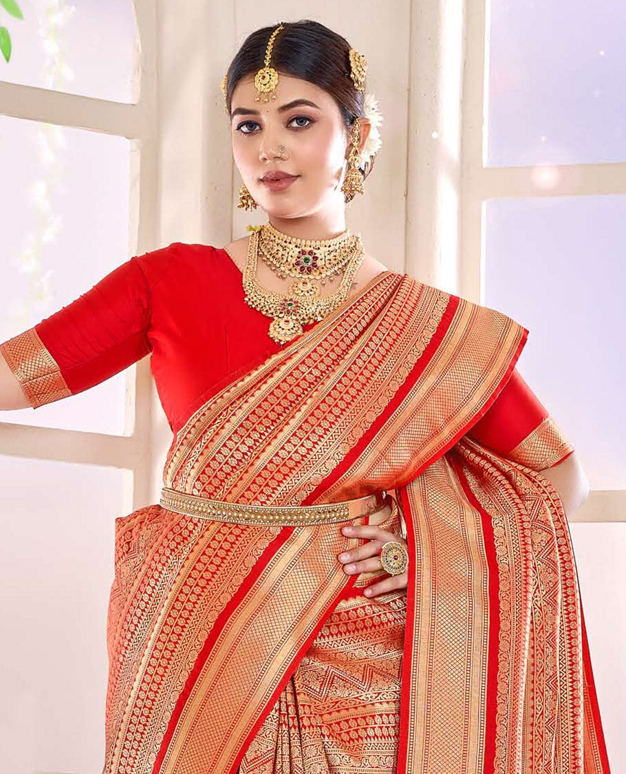 Red Jacquard Designer Catalog Saree