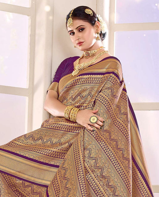 Purple Jacquard Designer Catalog Saree