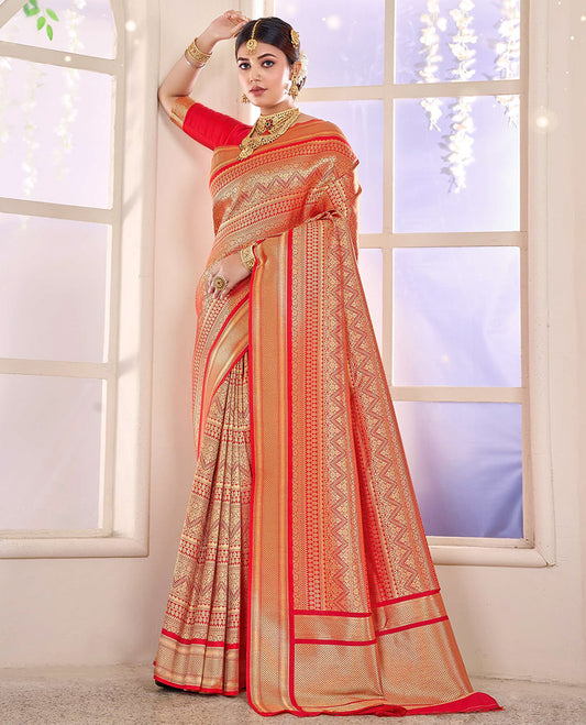 Red Jacquard Designer Catalog Saree